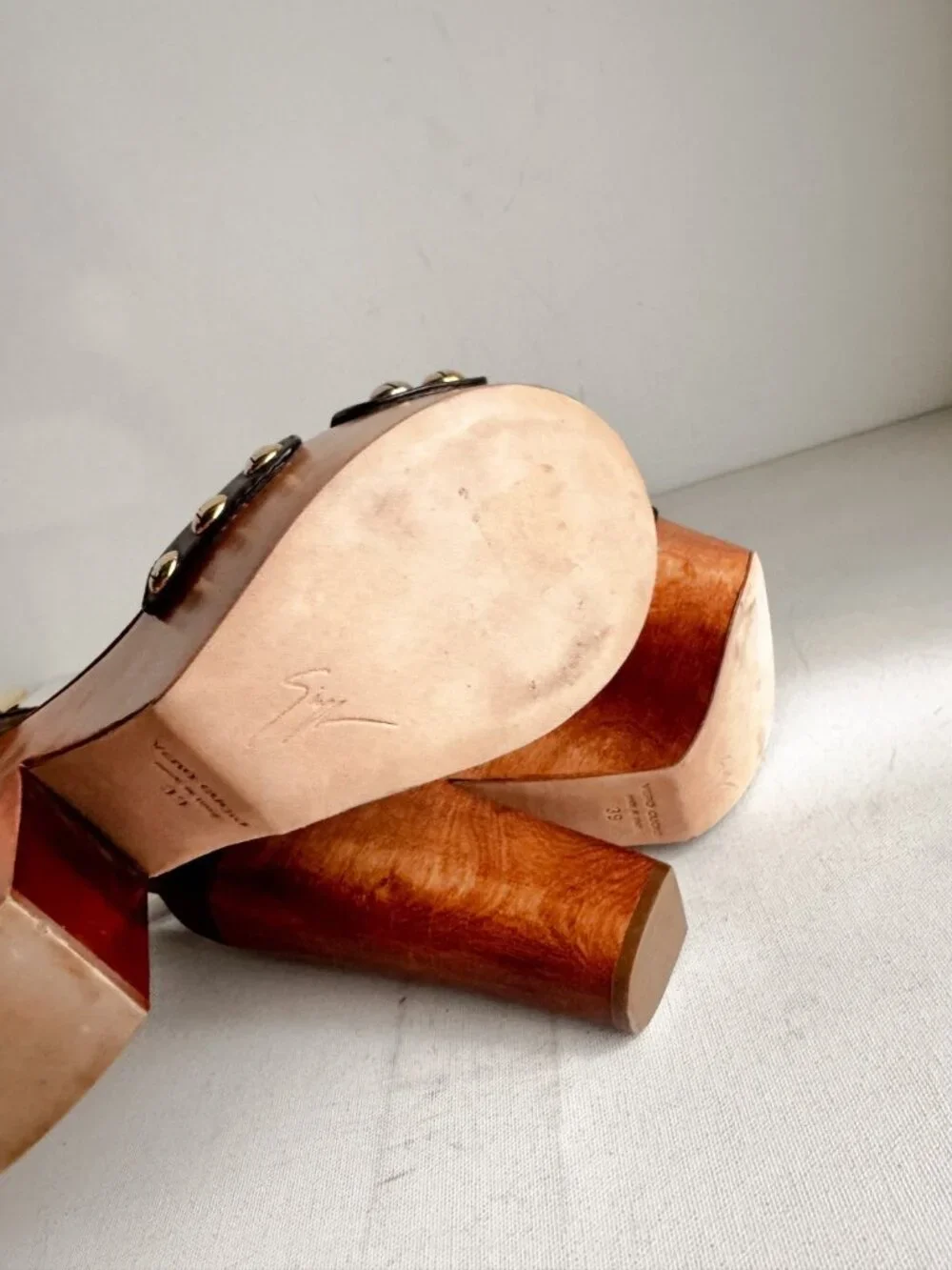 Giuseppe Zanotti High Platform Clog Heels Chocolate Brown Leather 39 - Picture 10 of 13